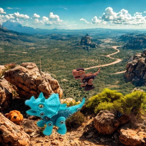 Dinozaury dla dzieci do samodzielnego skręcania - tyranozaur i triceratops